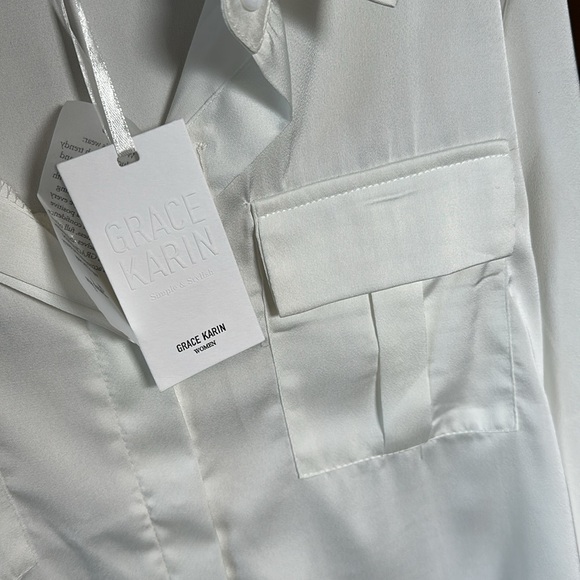 NWT White button down blouse - Picture 6 of 8